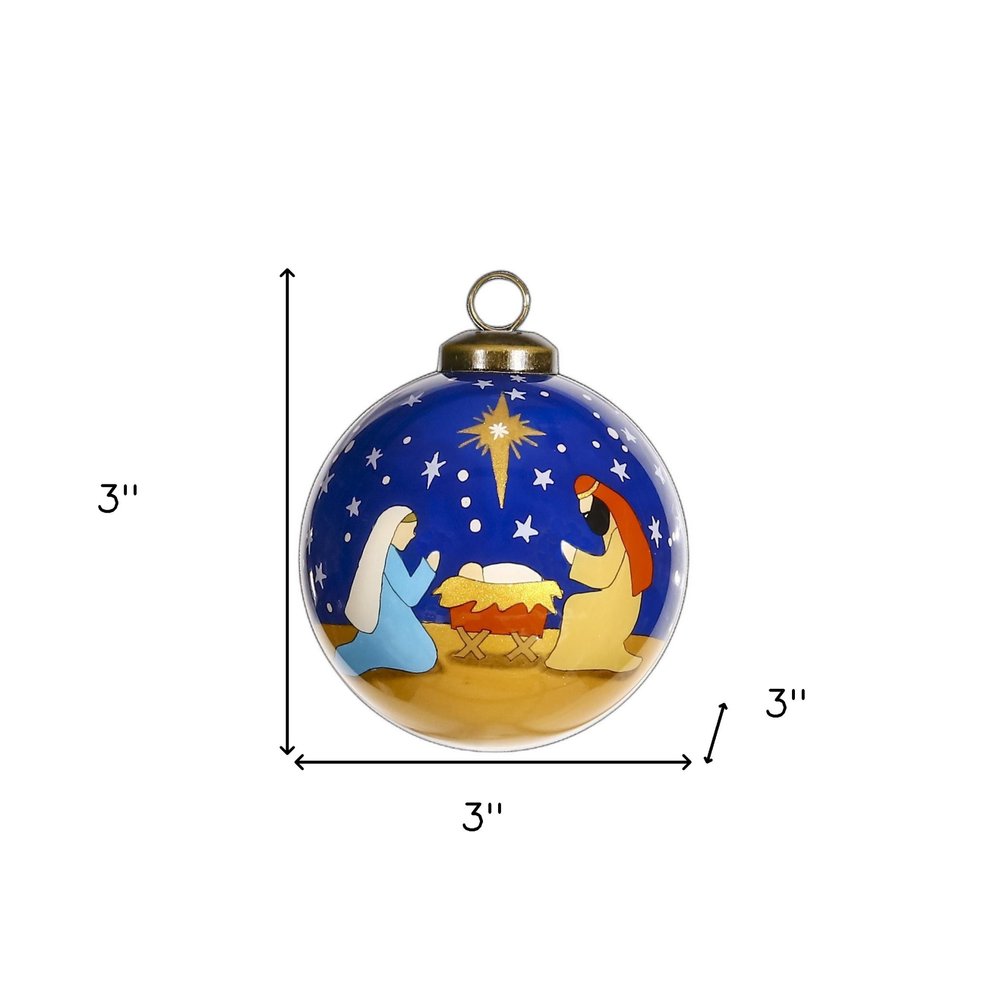 Silent Night Hand Painted Mouth Blown Glass Ornament — view 6