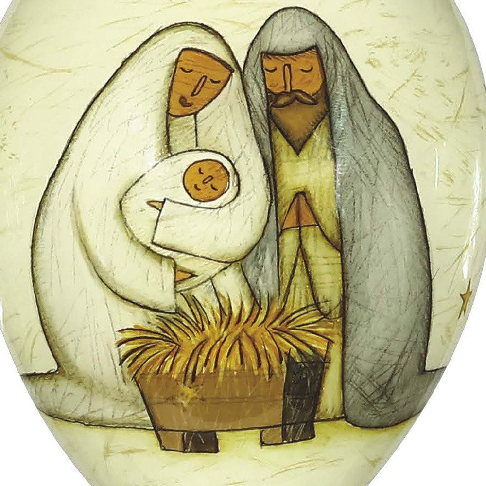 Nativity Holy Family Hand Painted Mouth Blown Glass Ornament — view 3
