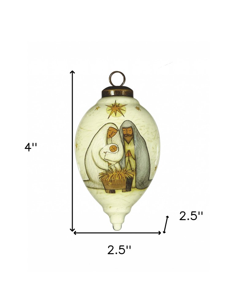 Nativity Holy Family Hand Painted Mouth Blown Glass Ornament HomeRoots