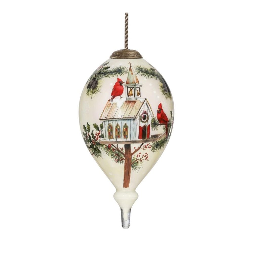 Red White And Green Glass Finial Ornament — view 4