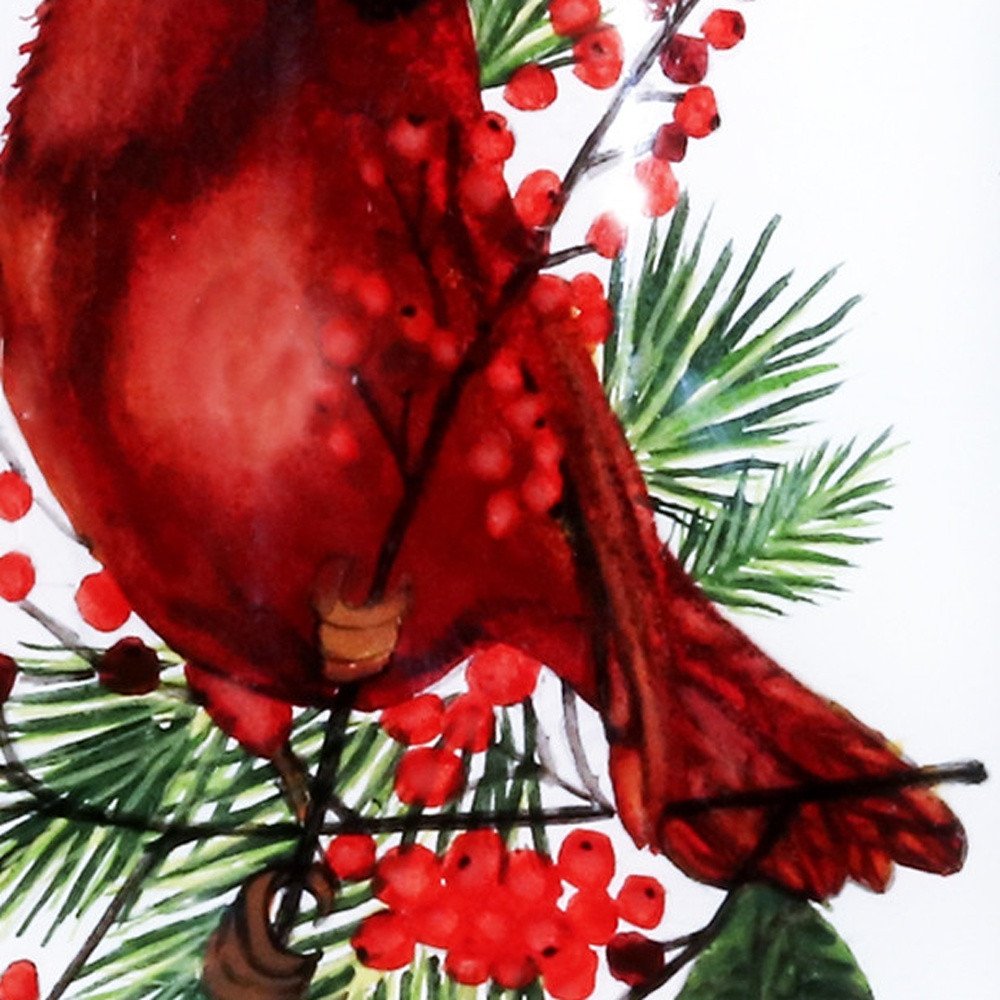 Cardinal Perched on Winter Berries Hand Painted Mouth Blown Glass Ornament HomeRoots