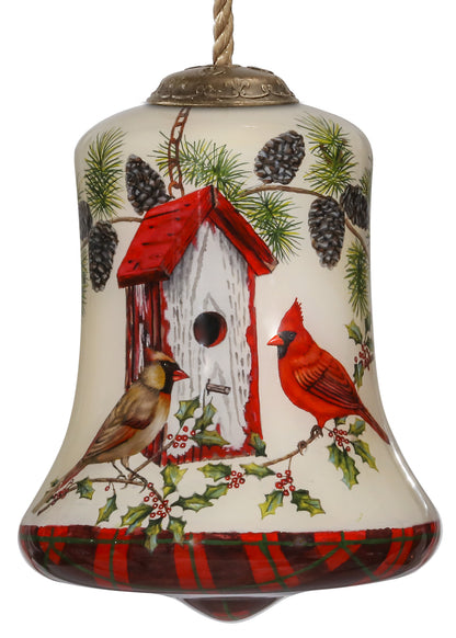 Cardinal Home Sweet Home Hand Painted Mouth Blown Glass Ornament