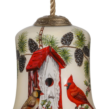 Cardinal Home Sweet Home Hand Painted Mouth Blown Glass Ornament