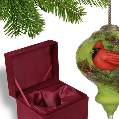 Red Majestic Cardinal Hand Painted Mouth Blown Glass Ornament HomeRoots