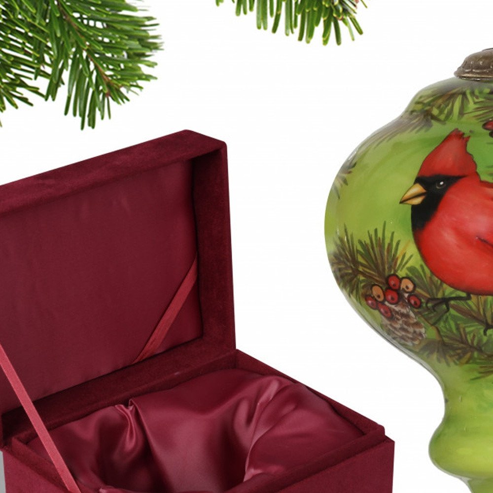 Red Majestic Cardinal Hand Painted Mouth Blown Glass Ornament HomeRoots