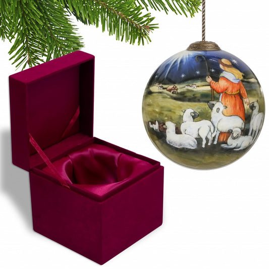 Shepherd Gazing Into the Star of Bethlehem Hand Painted Mouth Blown Glass Ornament HomeRoots