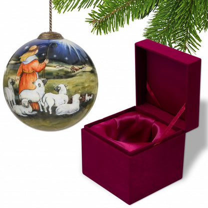 Shepherd Gazing Into the Star of Bethlehem Hand Painted Mouth Blown Glass Ornament HomeRoots