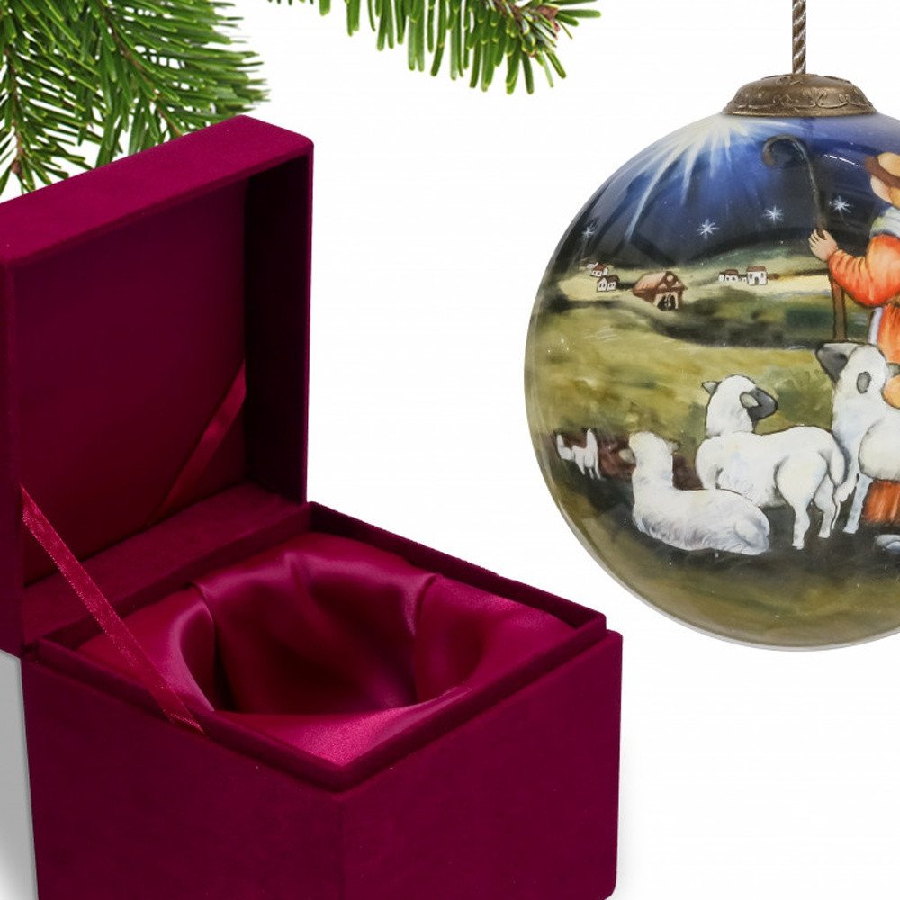 Shepherd Gazing Into the Star of Bethlehem Hand Painted Mouth Blown Glass Ornament HomeRoots