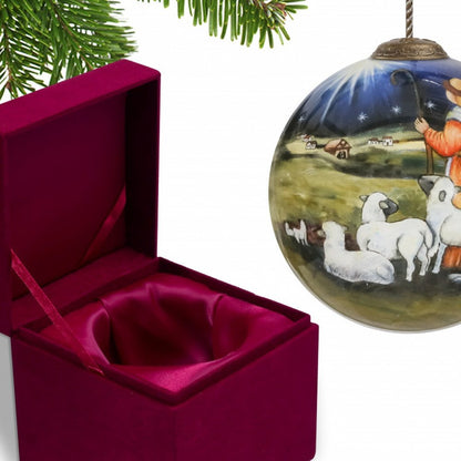 Shepherd Gazing Into the Star of Bethlehem Hand Painted Mouth Blown Glass Ornament HomeRoots