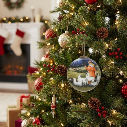 Blue White And Green Glass Ball Ornament HomeRoots