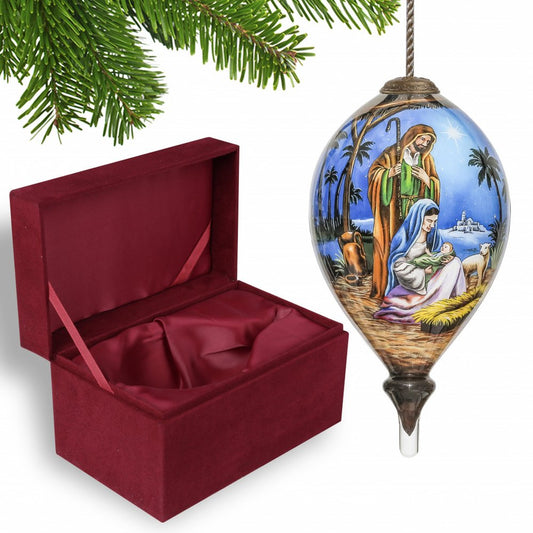 Holy Family Christmas Hand Painted Mouth Blown Glass Ornament HomeRoots
