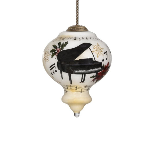 Grand Christmas Piano Hand Painted Mouth Blown Glass Ornament HomeRoots