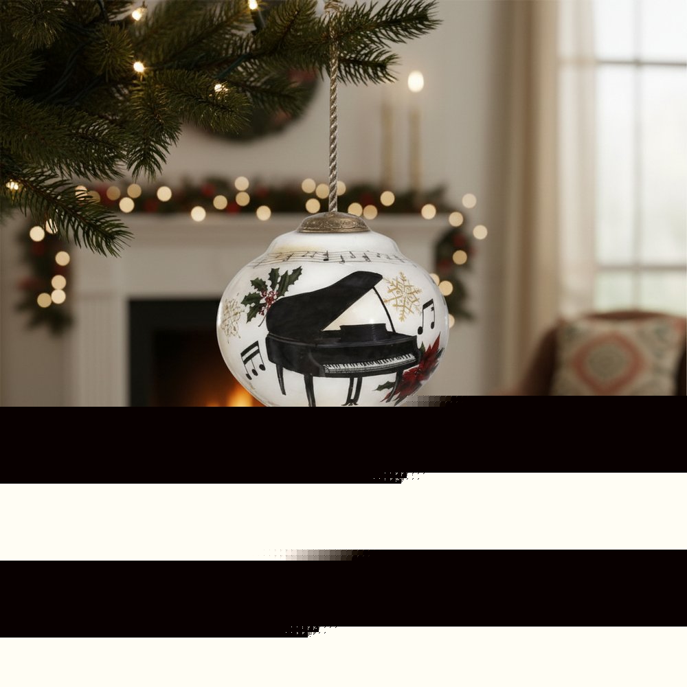 Grand Christmas Piano Hand Painted Mouth Blown Glass Ornament HomeRoots