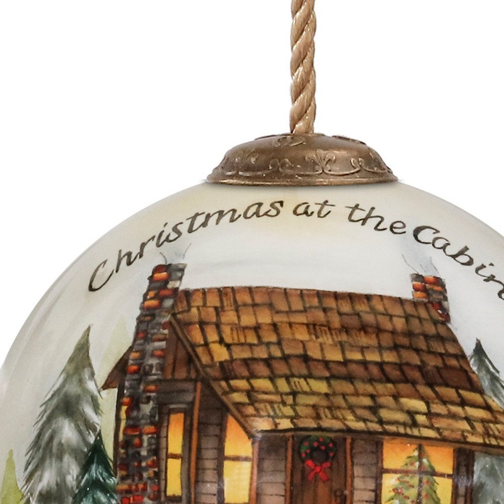 Vintage Christmas at the Cabin Hand Painted Mouth Blown Glass Ornament — view 2