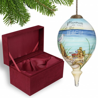 Beach Memories Hand Painted Mouth Blown Glass Ornament HomeRoots