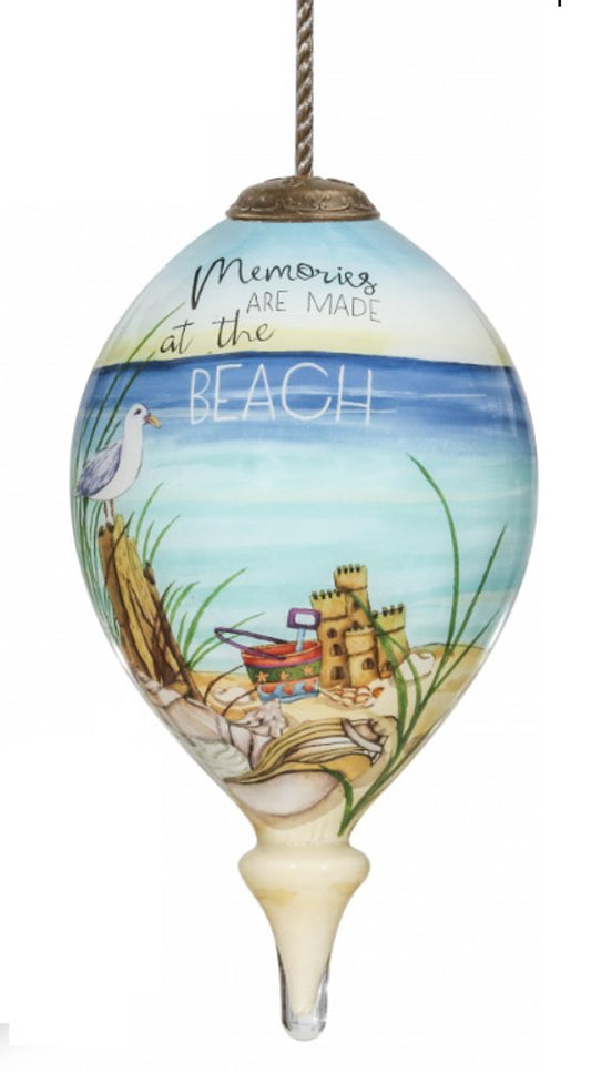 Beach Memories Hand Painted Mouth Blown Glass Ornament HomeRoots