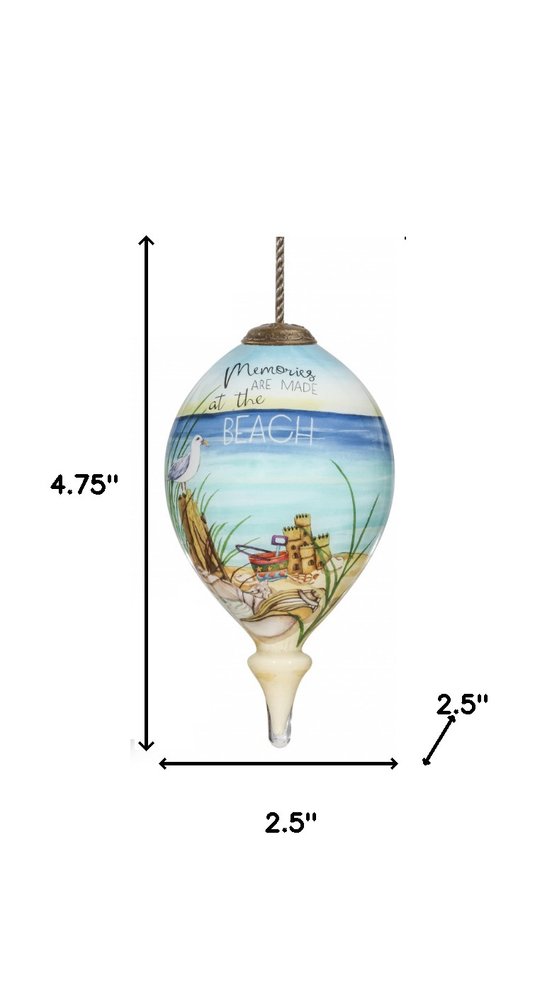Beach Memories Hand Painted Mouth Blown Glass Ornament — view 1