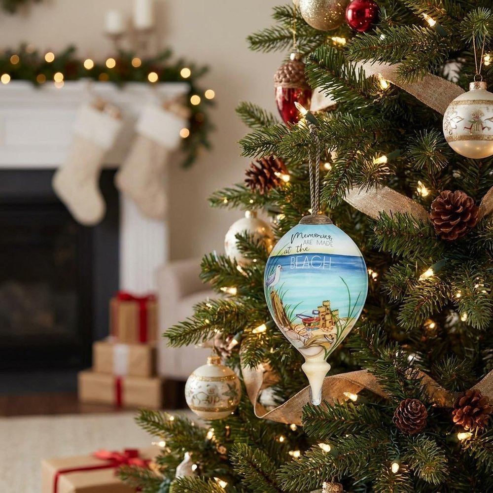 Beach Memories Hand Painted Mouth Blown Glass Ornament — view 2