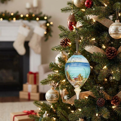 Beach Memories Hand Painted Mouth Blown Glass Ornament HomeRoots