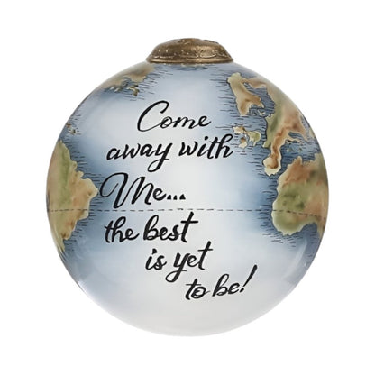 Globe Come Away with Me Hand Painted Mouth Blown Glass Ornament HomeRoots