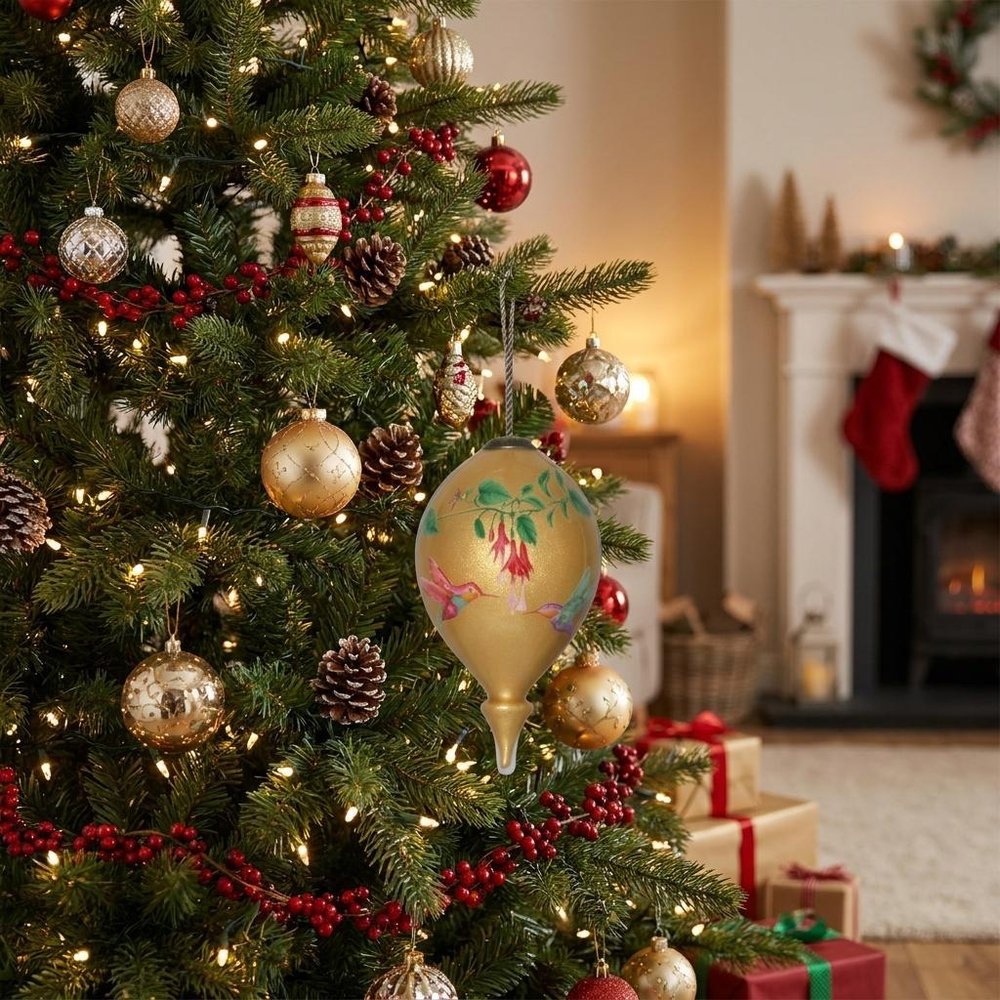 Gold Green And Red Glass Finial Ornament HomeRoots