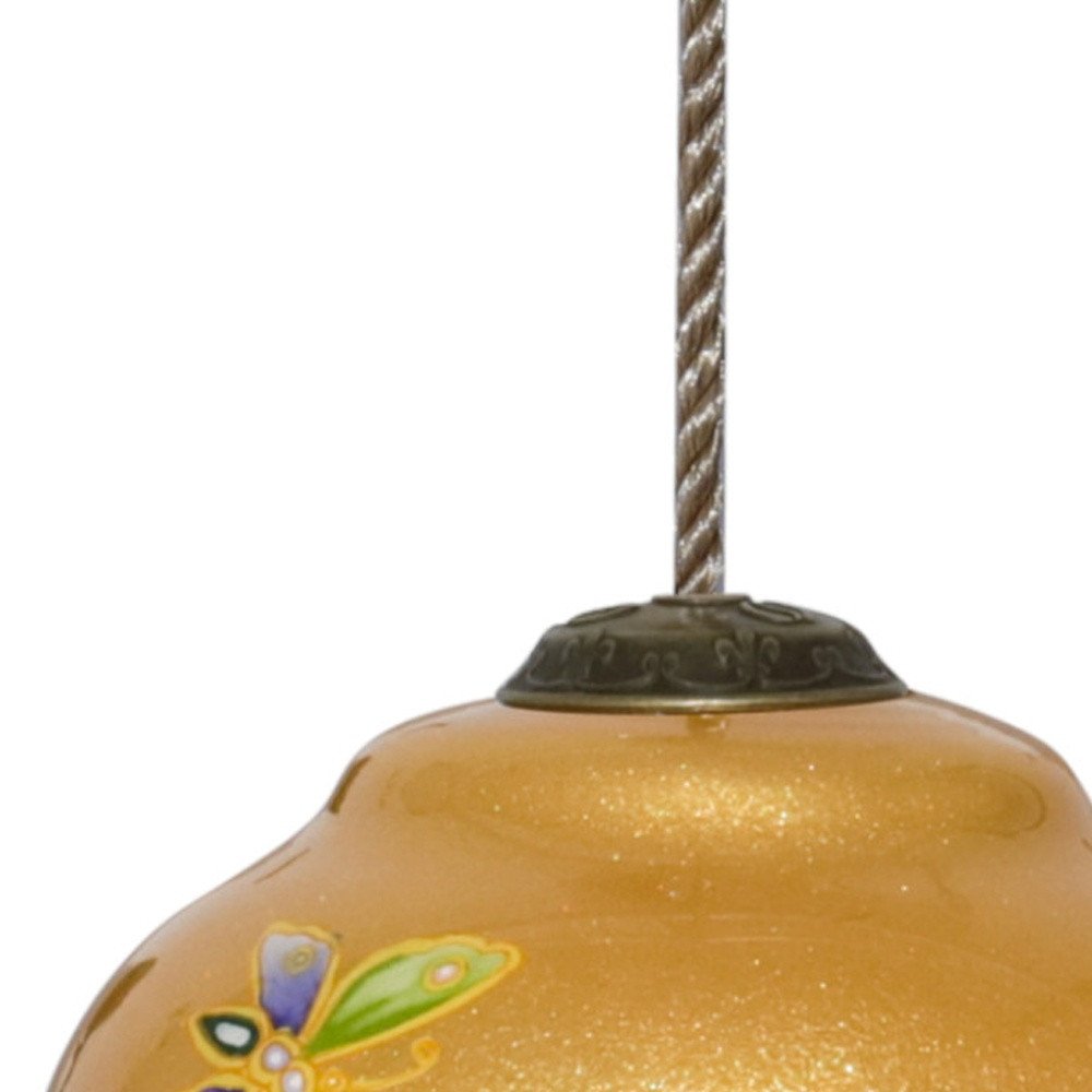 Golden Extravagant Butterflies Hand Painted Mouth Blown Glass Ornament HomeRoots