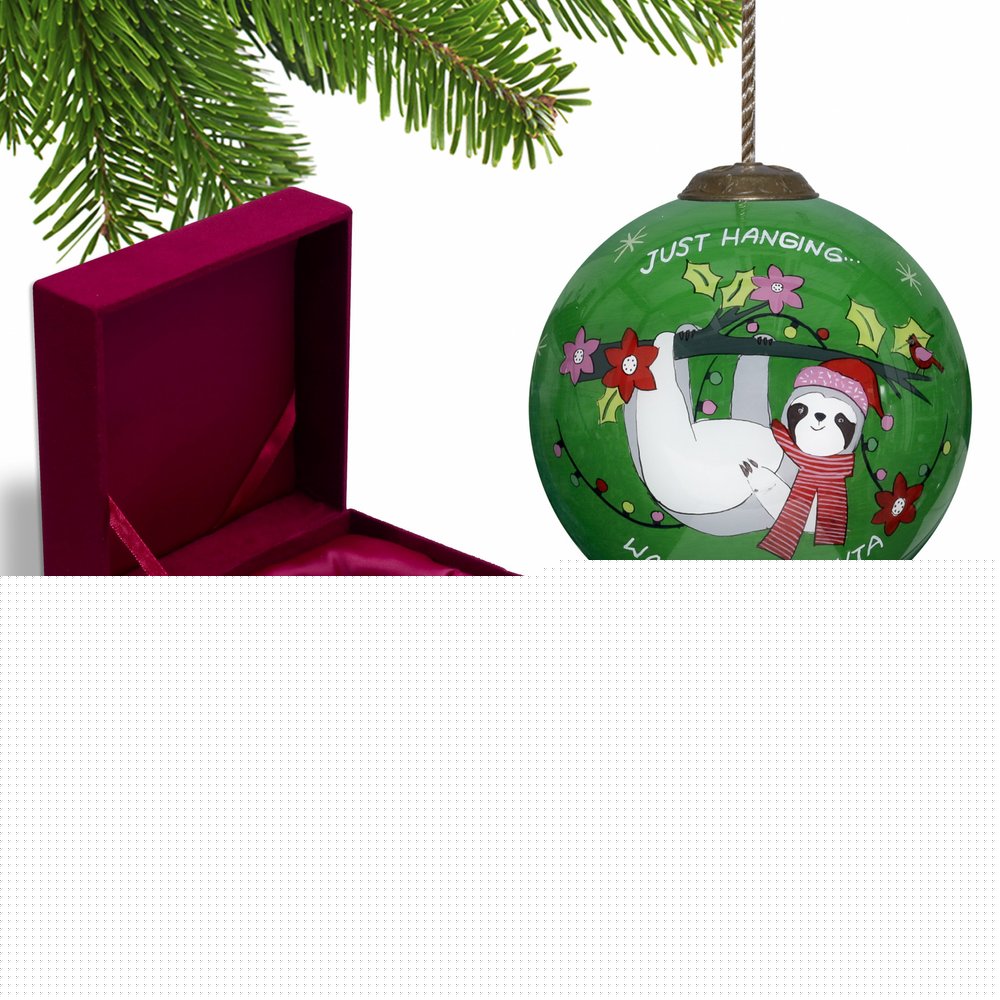 Just Hanging Sloth Merry Lights Hand Painted Mouth Blown Glass Ornament HomeRoots
