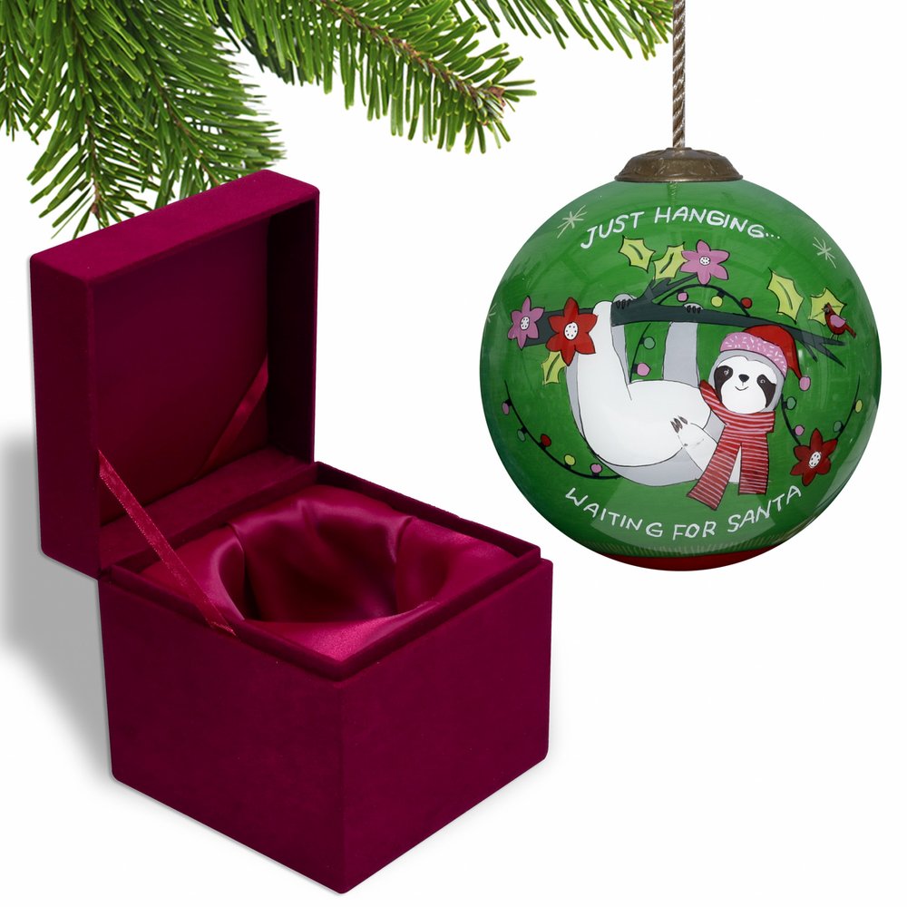 Just Hanging Sloth Merry Lights Hand Painted Mouth Blown Glass Ornament HomeRoots