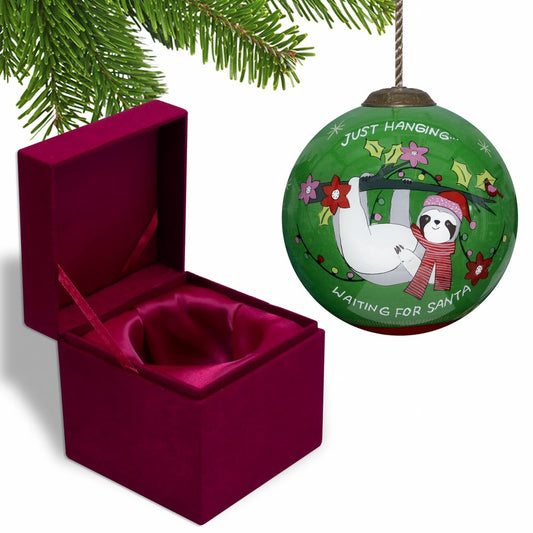 Just Hanging Sloth Merry Lights Hand Painted Mouth Blown Glass Ornament HomeRoots