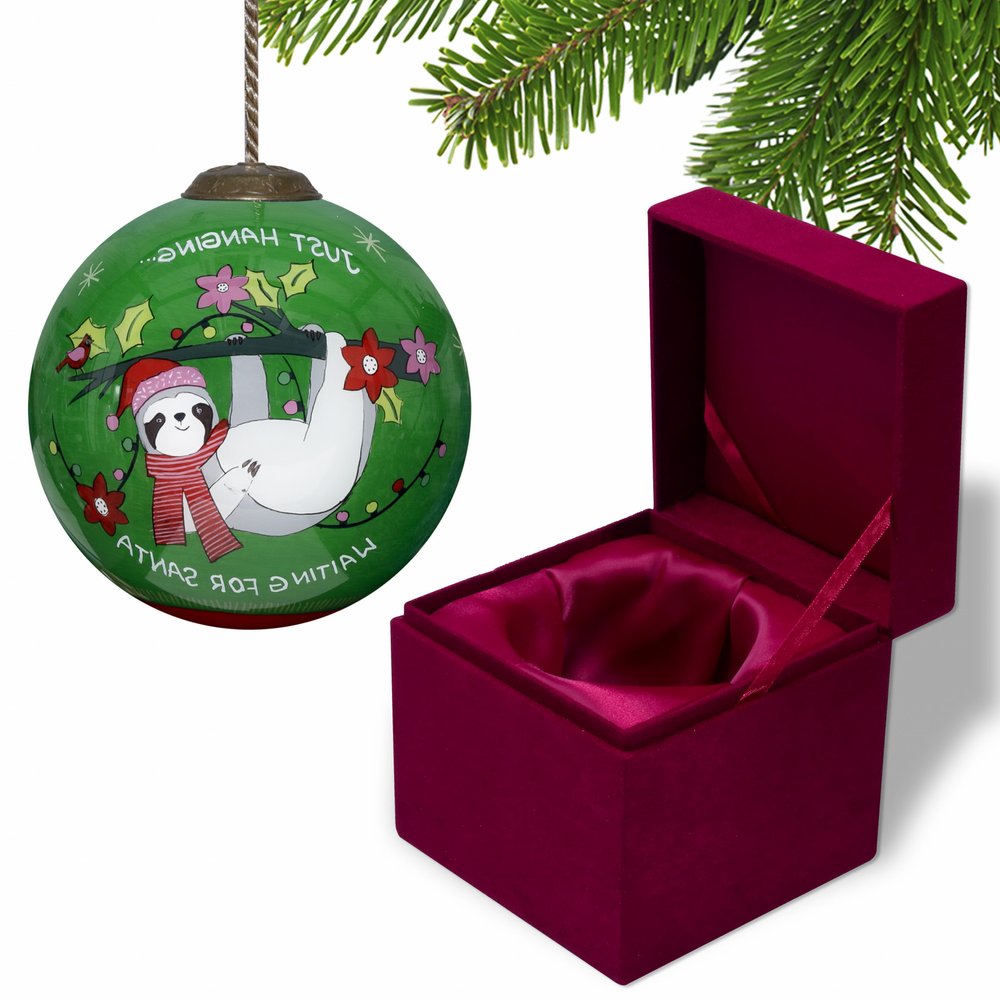 Just Hanging Sloth Merry Lights Hand Painted Mouth Blown Glass Ornament HomeRoots