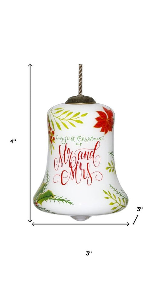 Mr. & Mrs. Our First Christmas Hand Painted Mouth Blown Glass Ornament HomeRoots