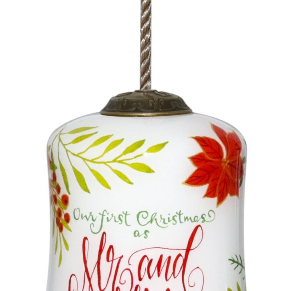 Mr. & Mrs. Our First Christmas Hand Painted Mouth Blown Glass Ornament HomeRoots