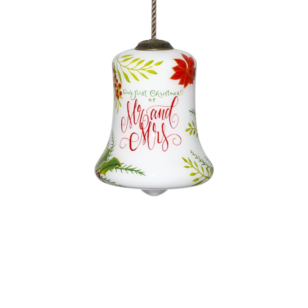Mr. & Mrs. Our First Christmas Hand Painted Mouth Blown Glass Ornament — view 1