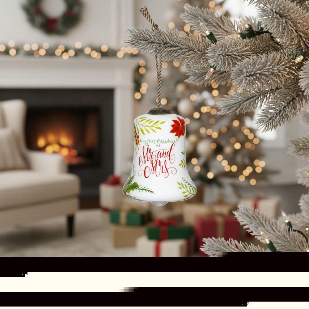 Mr. & Mrs. Our First Christmas Hand Painted Mouth Blown Glass Ornament HomeRoots