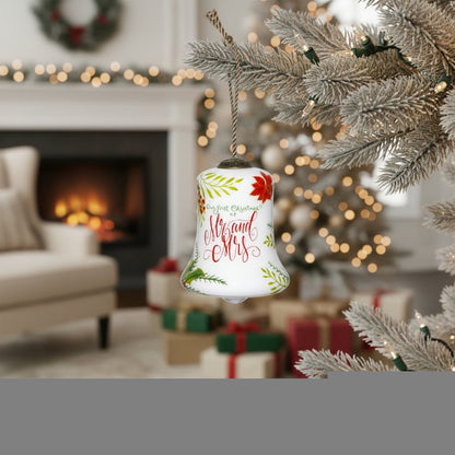 Mr. & Mrs. Our First Christmas Hand Painted Mouth Blown Glass Ornament HomeRoots