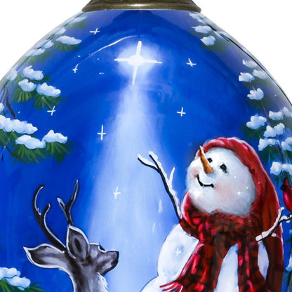 Starry Heaven and Snowman Hand Painted Mouth Blown Glass Ornament HomeRoots