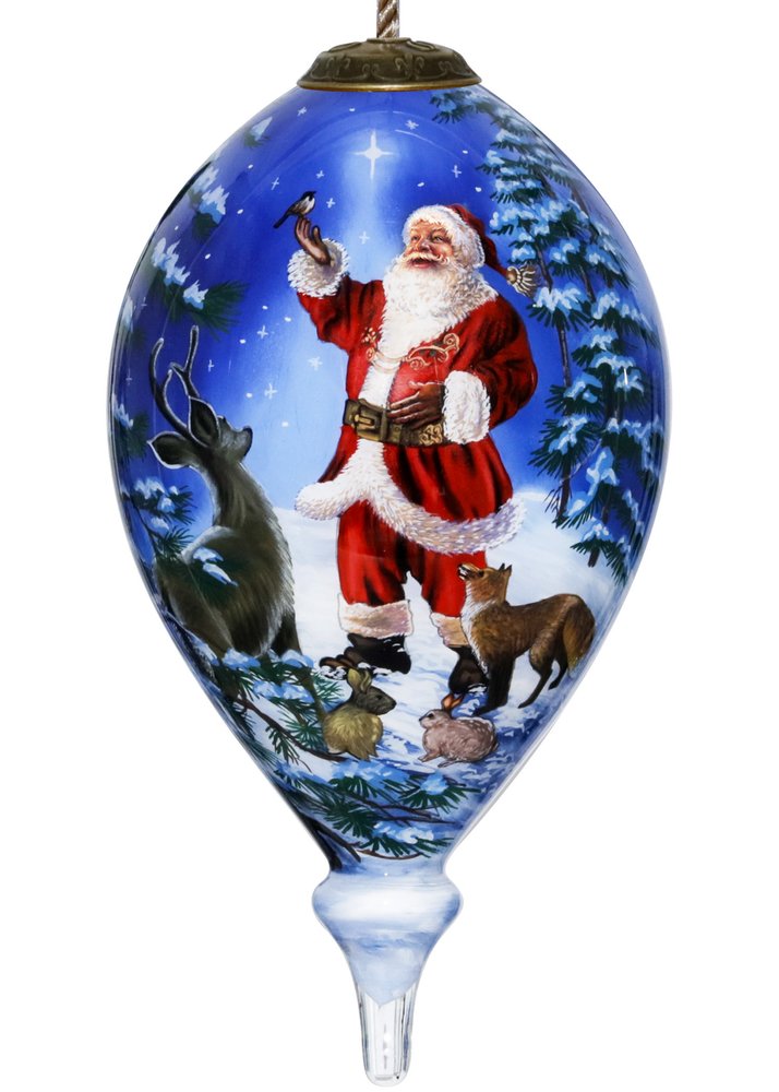 Starry Heaven and Santa Hand Painted Mouth Blown Glass Ornament HomeRoots