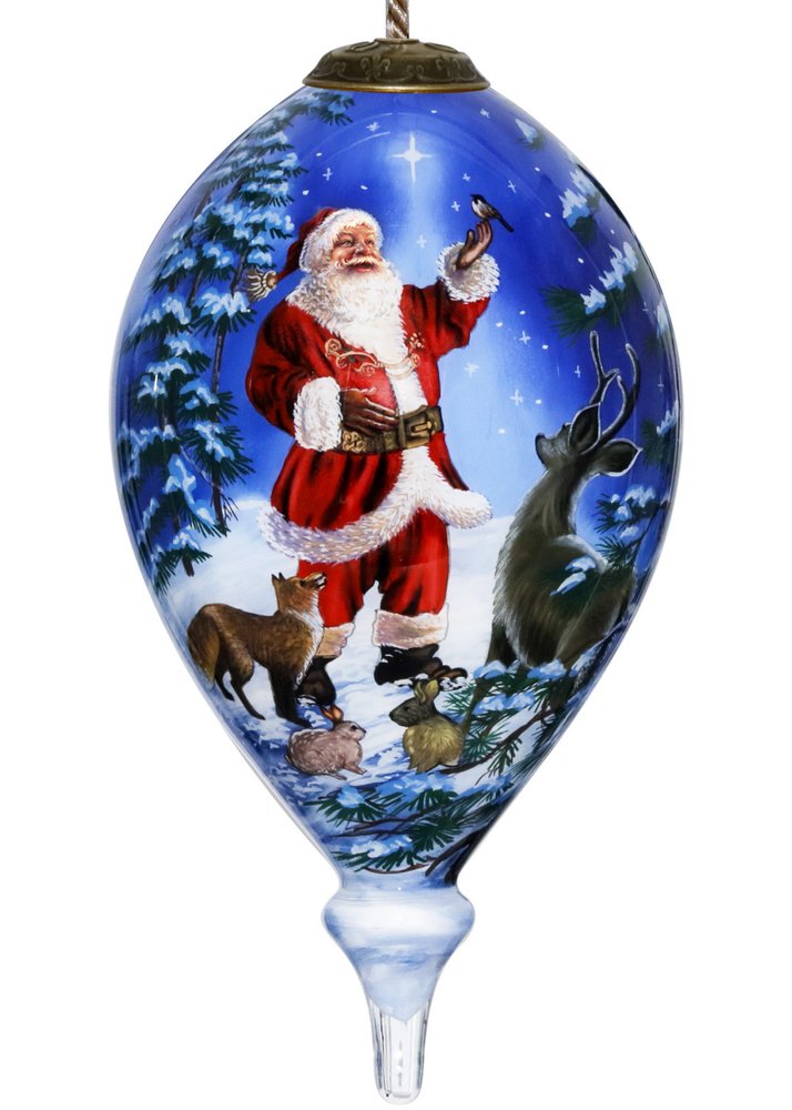 Starry Heaven and Santa Hand Painted Mouth Blown Glass Ornament HomeRoots