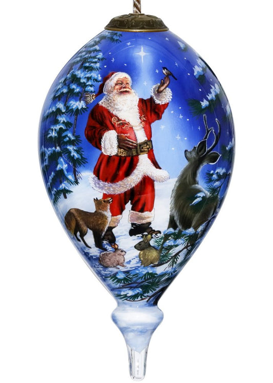 Starry Heaven and Santa Hand Painted Mouth Blown Glass Ornament HomeRoots