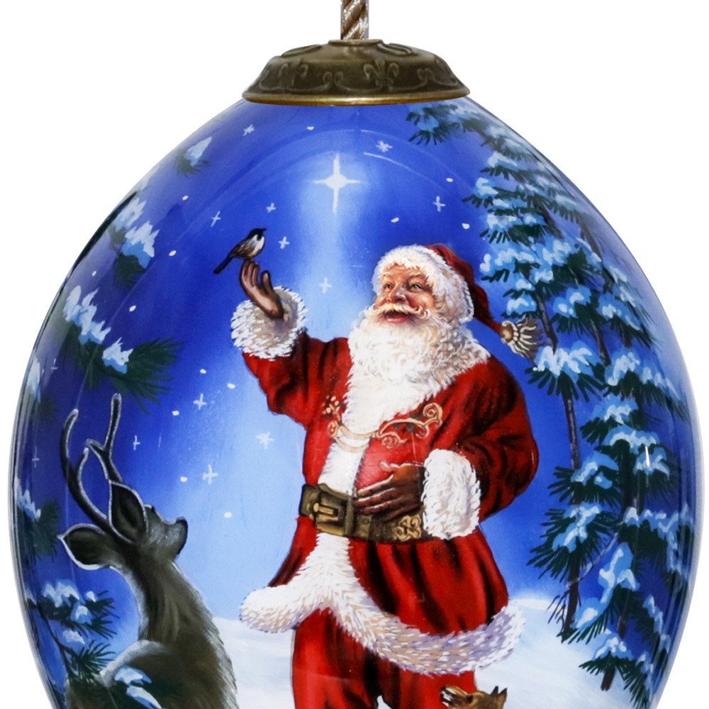 Starry Heaven and Santa Hand Painted Mouth Blown Glass Ornament HomeRoots