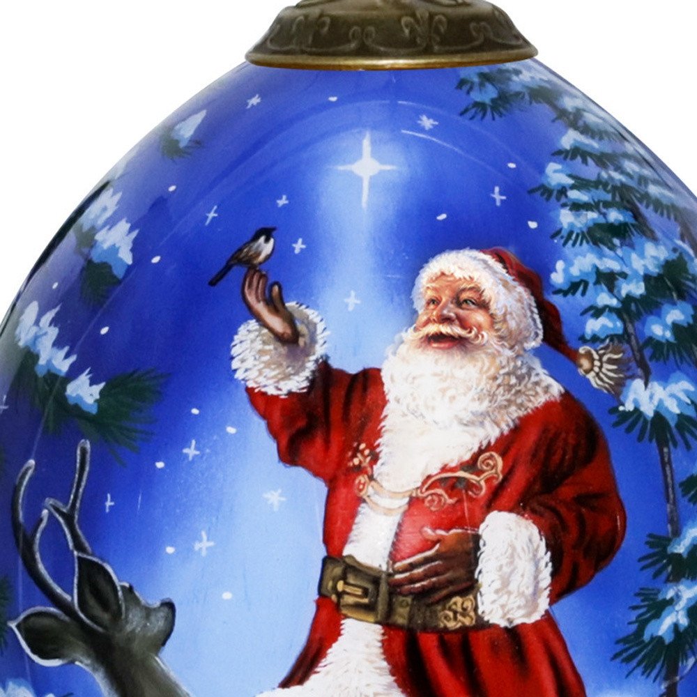 Starry Heaven and Santa Hand Painted Mouth Blown Glass Ornament HomeRoots