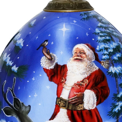 Starry Heaven and Santa Hand Painted Mouth Blown Glass Ornament HomeRoots