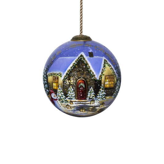 Home for Christmas Hand Painted Mouth Blown Glass Ornament HomeRoots