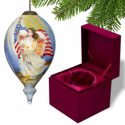 American Flag Angel Hand Painted Mouth Blown Glass Ornament HomeRoots