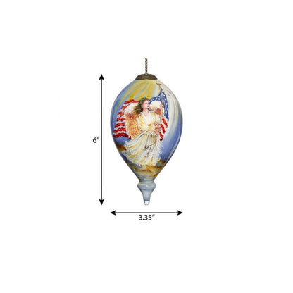 American Flag Angel Hand Painted Mouth Blown Glass Ornament HomeRoots