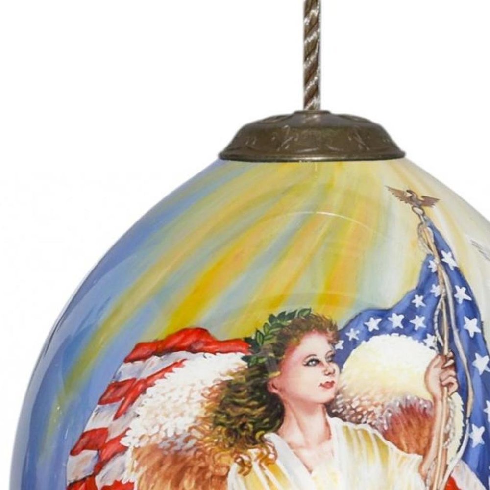 American Flag Angel Hand Painted Mouth Blown Glass Ornament HomeRoots