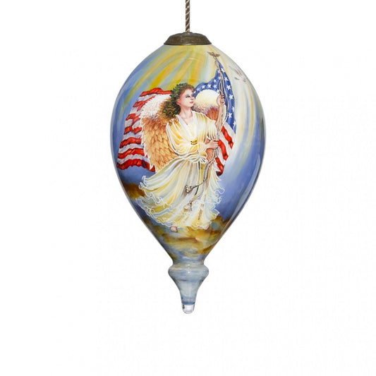American Flag Angel Hand Painted Mouth Blown Glass Ornament HomeRoots