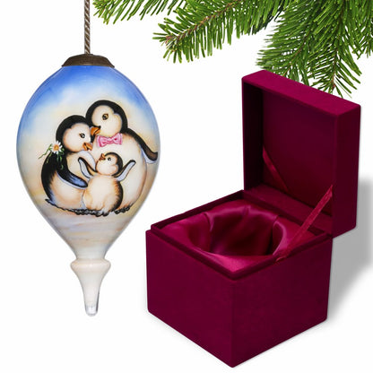 Family of Penguins Hand Painted Mouth Blown Glass Ornament HomeRoots