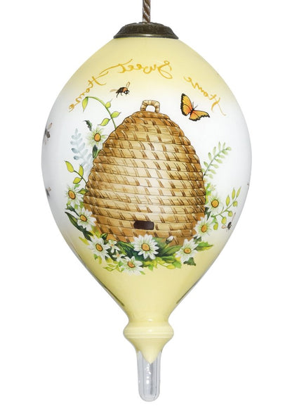 Beehive Home Sweet Home Hand Painted Mouth Blown Glass Ornament HomeRoots