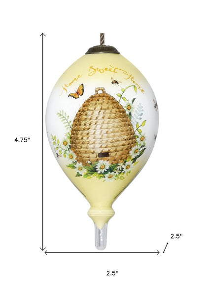 Beehive Home Sweet Home Hand Painted Mouth Blown Glass Ornament HomeRoots